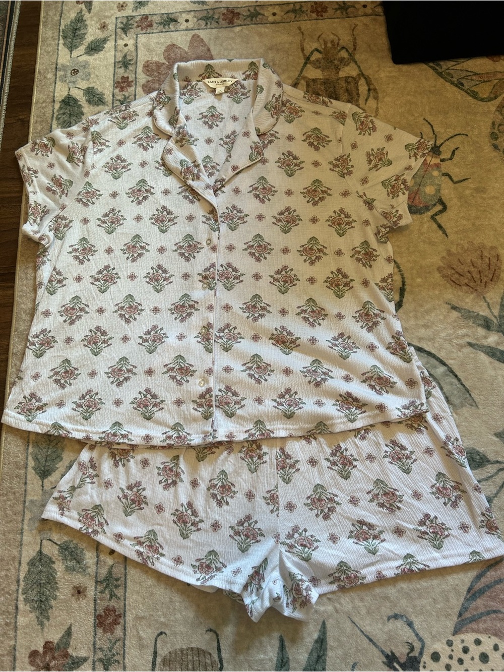 Laura Ashley Cream Floral Pajama Set